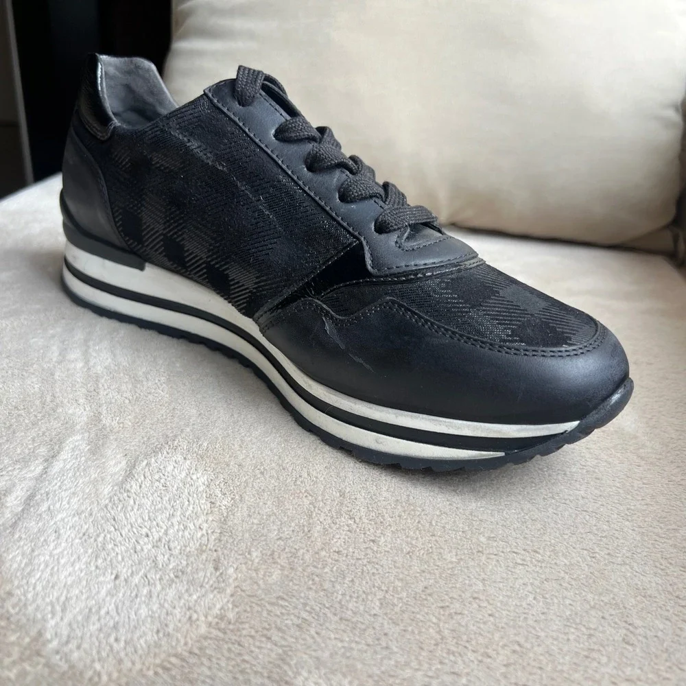 Gabor Comfort OptiFit Women 6.5 H US 9 Black‎ Leather Fashion Sneakers Side Zip